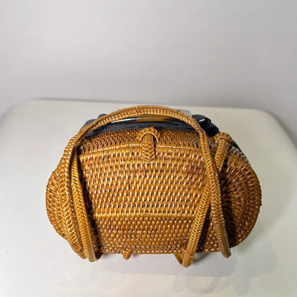 Chic Tan Woven Mini Bag with Black Accent - Picture 9 of 15